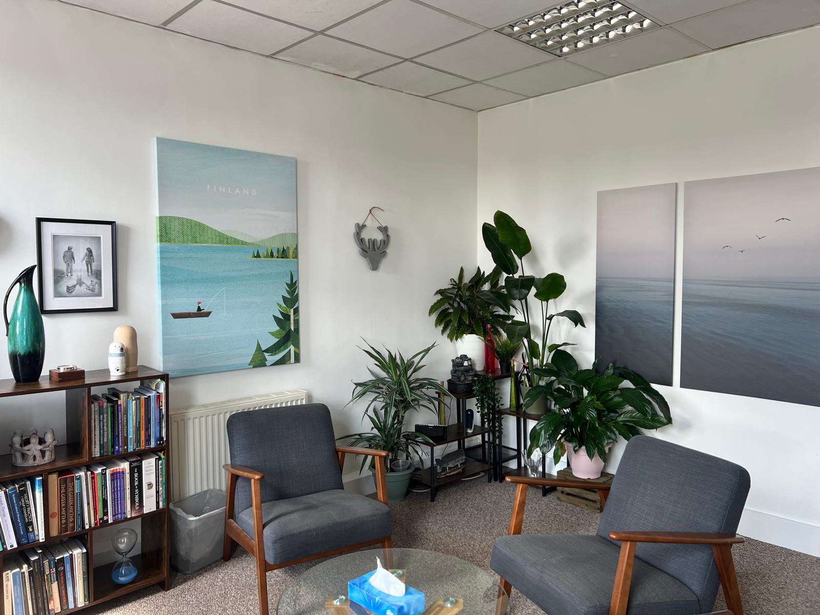 Therapy room at UK Counselling Network Drighlington